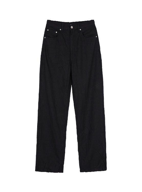 Wrinkle Cotton Straight Pants in Black VW1ML084-10