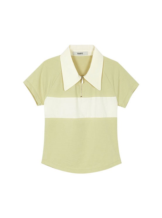 Coloring Neck Collar Jersey Shirt in Beige Yellow VW1ME062-CT