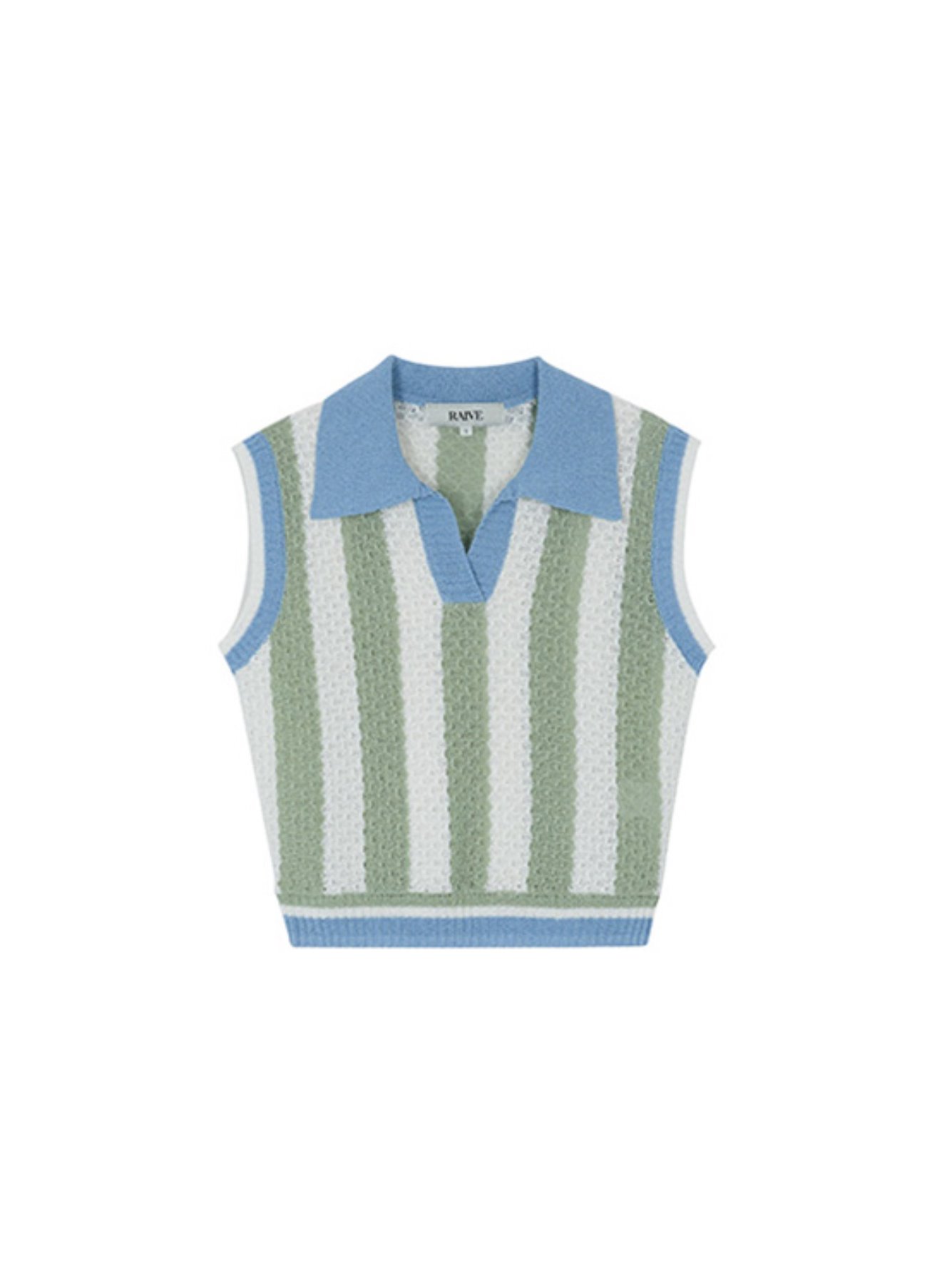 Open-collar Stripe Knit Vest in Blue VK2SV130-22