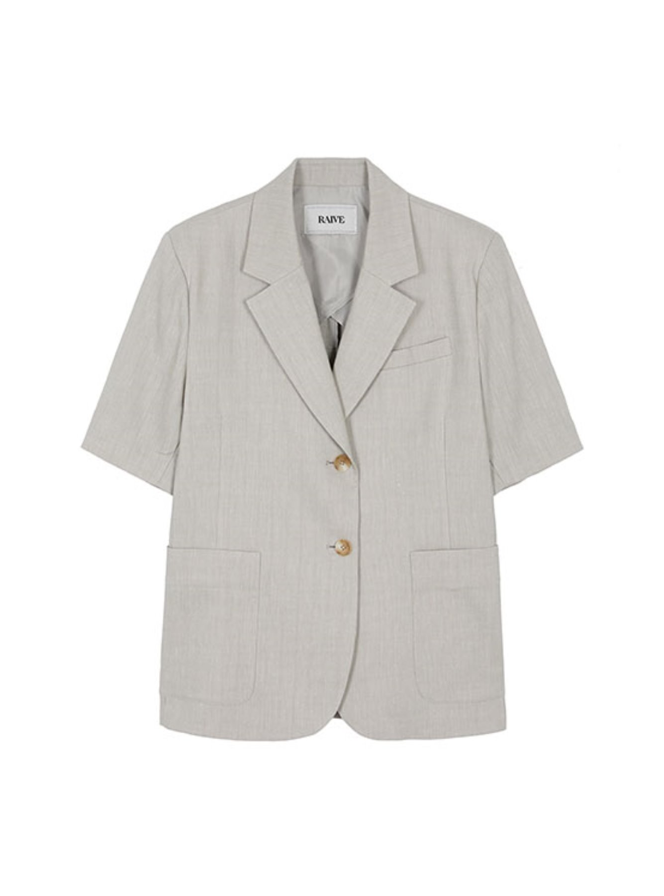 Linen-blend Short-sleeved Jacket in L/Khaki VW2MJ186-46