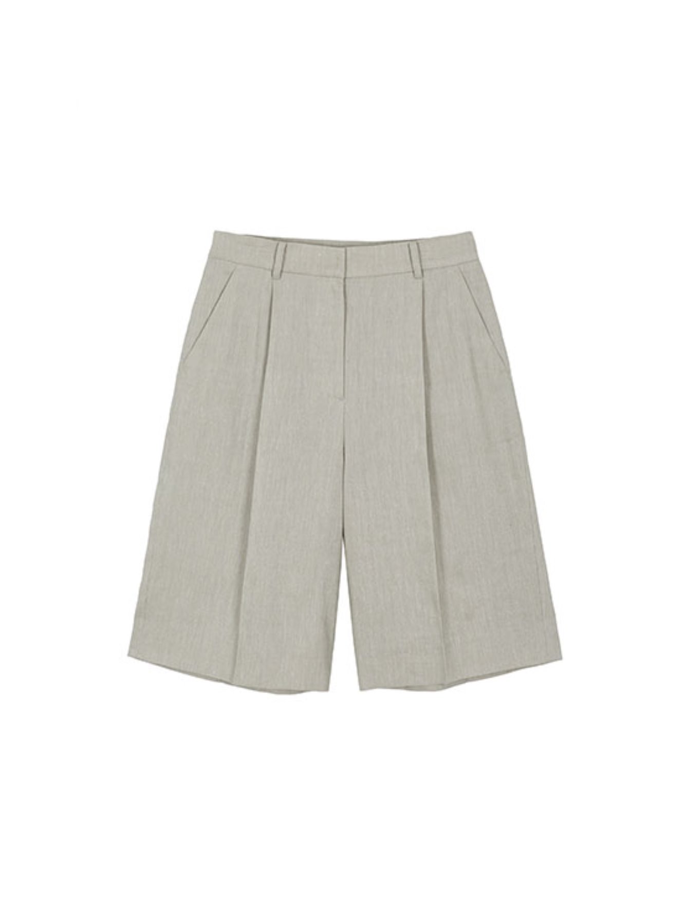 Linen-blend Bermuda Pants in L/Khaki VW2ML168-46