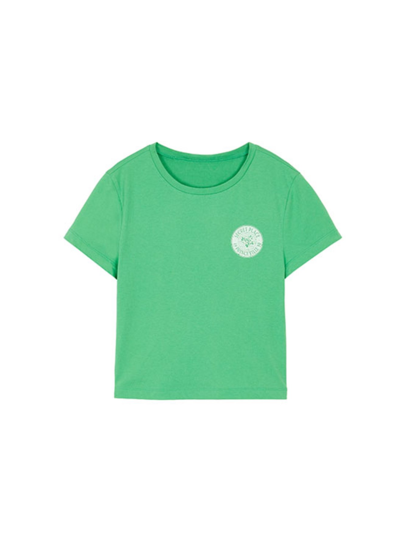 Cropped Mini Print T-shirt in Green VW2ME123-32
