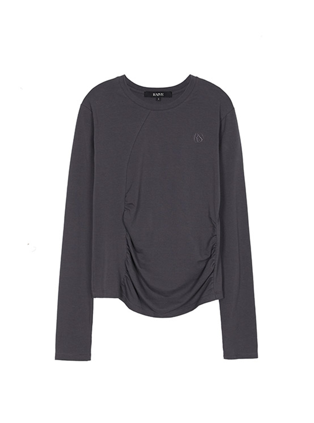 Shirring Long Sleeve T-Shirt in D/Grey VW2AE326-13