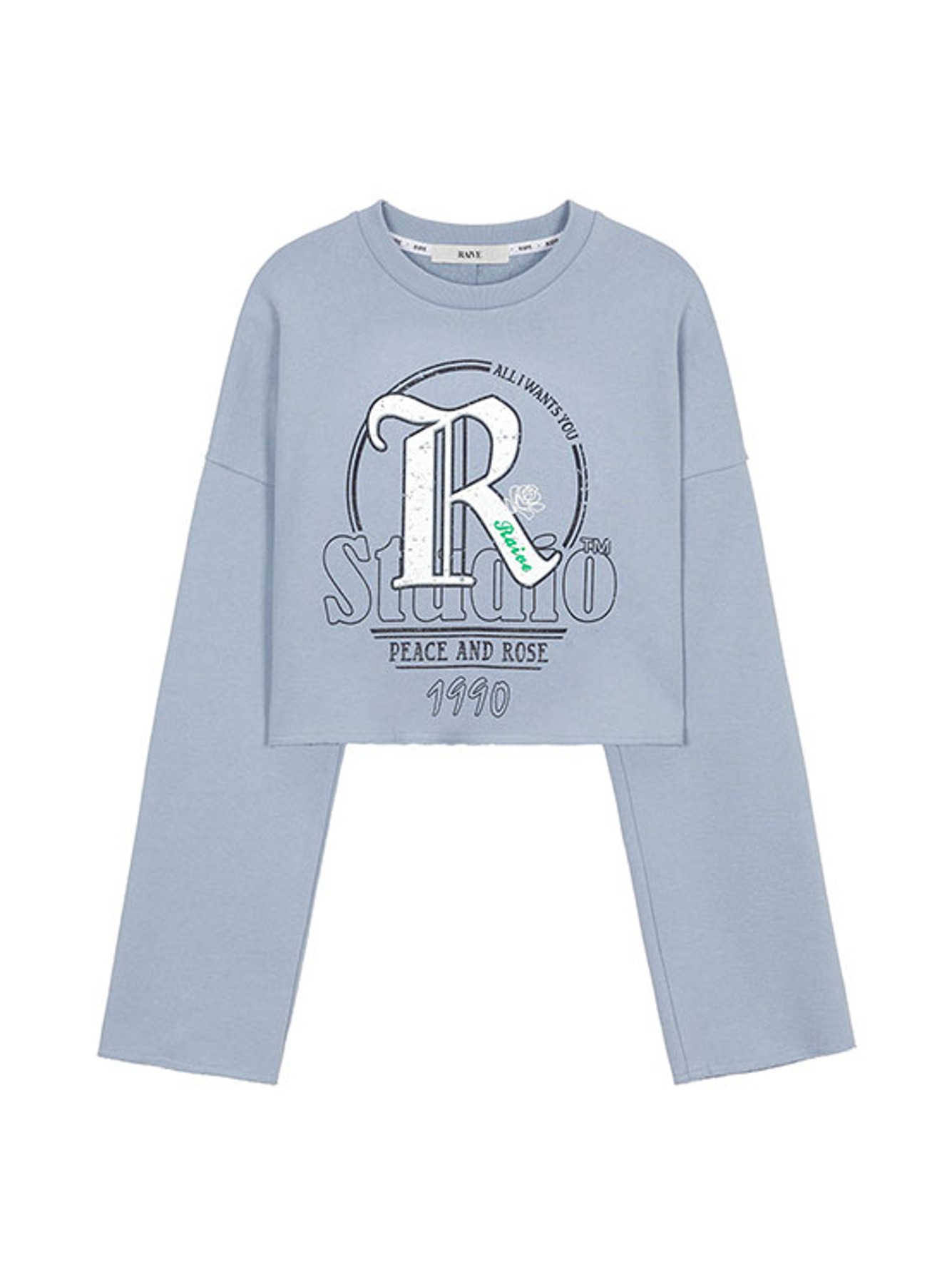 R Graphic Cropped T-shirt in Blue VW3SE251-22