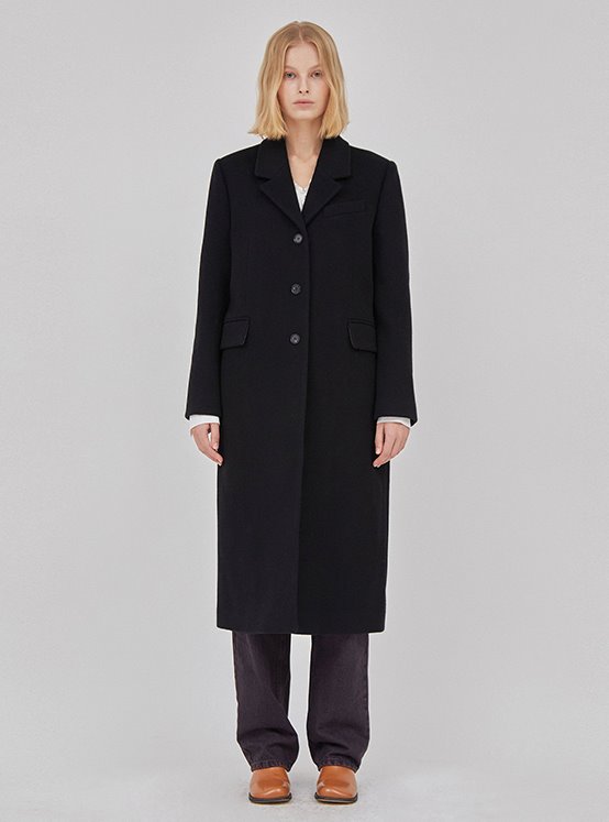 Angora-blend Single Wool Coat in Black VW1WH001-10