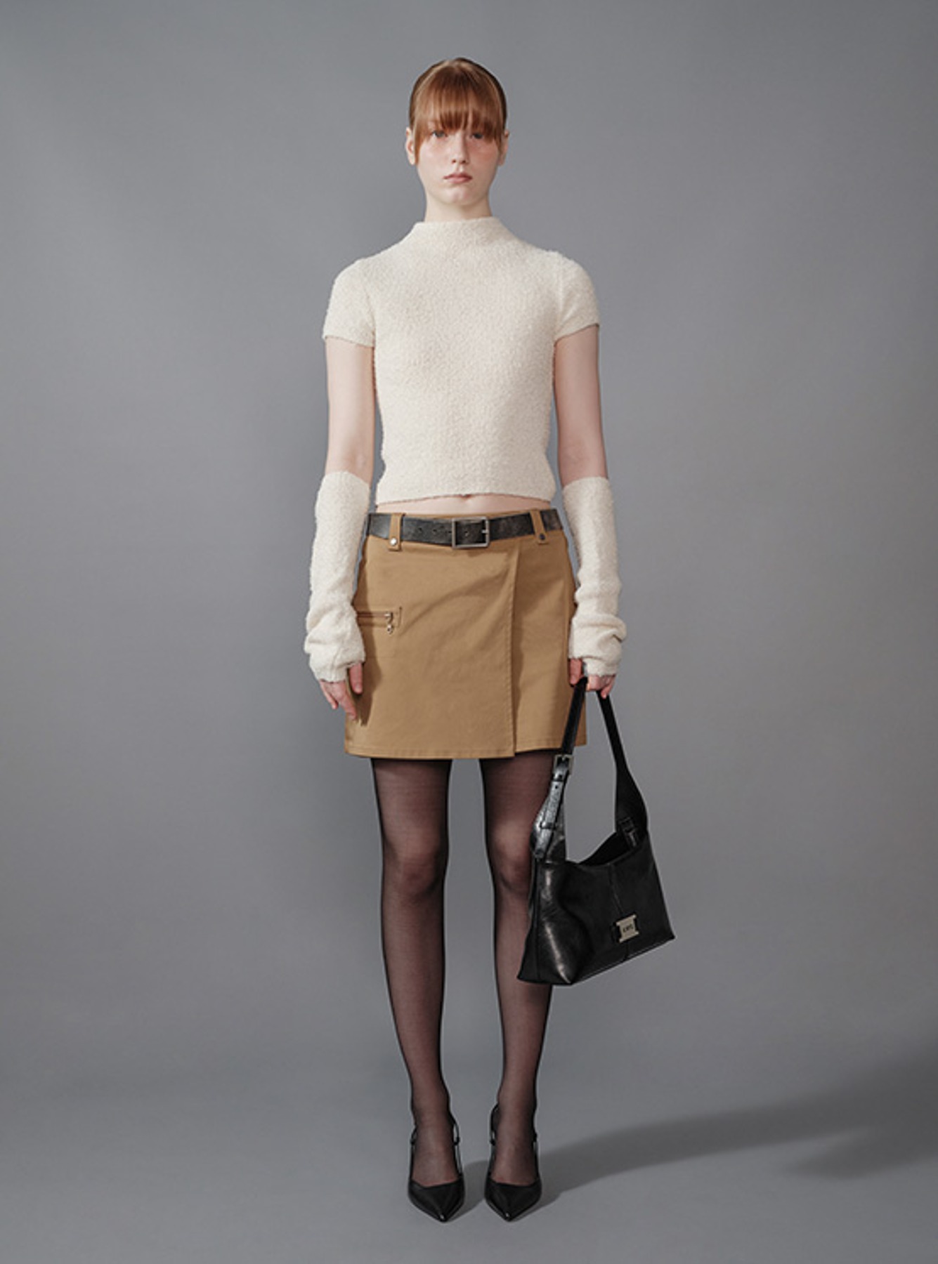 Zipper Pocket Skirt in Camel VW3AS323-92
